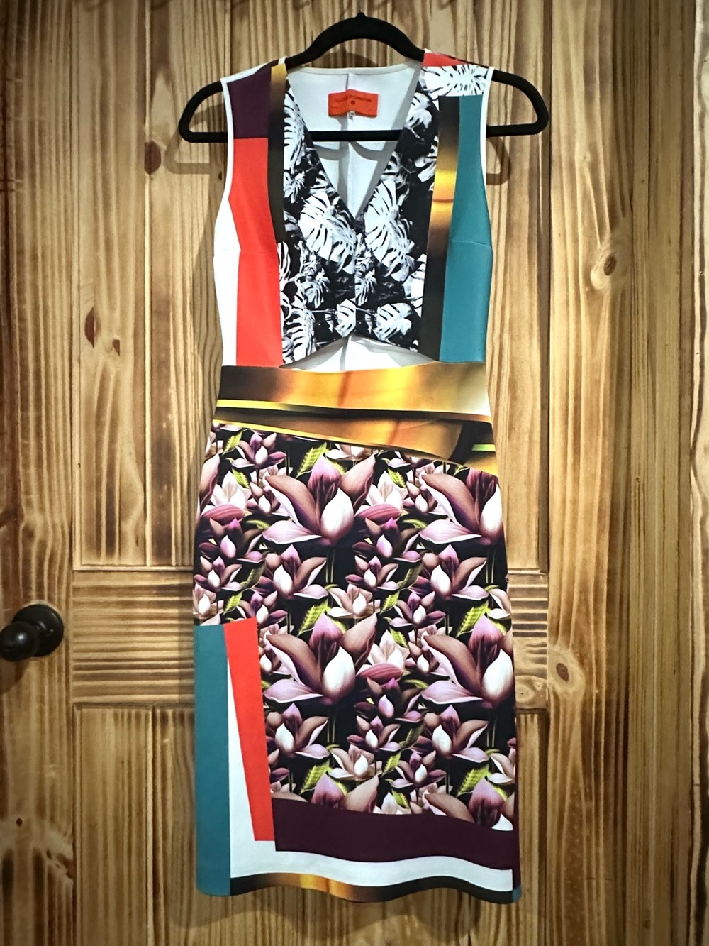 Clover Canyon Floral Panel Print Bodycon Dress Multicolor Size Medium